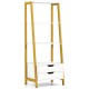 4-tier ladder shelf with white finish and yellow frame, featuring 2 drawers for storage, ideal for home organization.