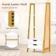 4-tier ladder shelf with 2 drawers in white, supporting up to 200 lbs, ideal for storage and decoration.