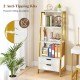4-tier ladder shelf with 2 drawers in white, featuring anti-tipping kits for safety and a sleek, minimalist design.