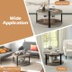 Round 34.5" gray rubber wood center table with spacious tabletop and storage shelf, ideal for living rooms and pantries.