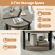 34.5" round center table in gray with rubber wood frame, spacious tabletop, and lower storage for living room.