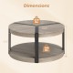 34.5" round center table in gray with rubber wood frame, featuring a spacious tabletop and lower storage shelf.