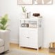 White freestanding bathroom floor cabinet featuring a spacious top surface, perfect for decorative items and easy.