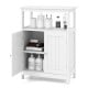 Freestanding white bathroom floor cabinet with open compartment and adjustable shelf for versatile storage solutions.