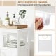 Freestanding white bathroom floor cabinet with open compartment, adjustable shelf, and anti-toppling device for safety.