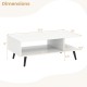 Mid Century Modern rectangle coffee table with dimensions, featuring a spacious 2-tier design and tapered metal legs.