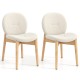 Set of 2 wooden dining chairs with rubber wood legs, featuring white looped yarn fabric for ergonomic comfort.