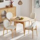 Set of two white dining chairs with rubber wood legs, featuring ergonomic design and cozy looped yarn fabric for.