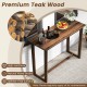 59-inch outdoor bar table made of premium teak wood with slatted top, ideal for patio gatherings and bar chairs.