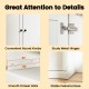 Close-up of sturdy metal hinges and smooth drawer rails on a 47.5-inch white kitchen storage cabinet for organized.