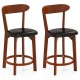 Set of 2 modern armless dining chairs with PU leather seats and rubber wood frames, ideal for kitchen islands.