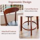 Curved backrest and attached footrest of a 24-inch modern armless dining chair, upholstered for comfort in kitchen.