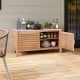 Patio storage cabinet with 2 doors, acacia wood, faux marble top, ideal for organizing outdoor essentials on the patio.