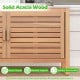Close-up of the solid acacia wood patio storage cabinet showcasing its rustic charm and splinter-free surface.