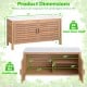 Patio storage cabinet with faux marble top, acacia wood, featuring two doors and ample shelving for outdoor essentials.