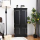 Accent floor storage cabinet in black with antique style, featuring adjustable shelves and two doors for versatile.