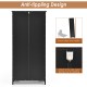 Accent floor storage cabinet in black with anti-tipping design, adjustable shelves, ideal for various room styles.