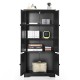 Accent floor storage cabinet in antique black with adjustable shelves, perfect for organizing various items in any room.