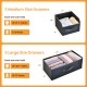 Medium and large size drawers of a rustic brown 4-drawer storage dresser, ideal for organizing clothes in any room.