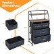 4-drawer free-standing storage dresser in rustic brown with 2 open shelves, ideal for bedroom or living room.