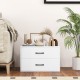 White 2-drawer stackable storage cabinet with handles, perfect for organizing items in living room or office.