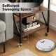 Vintage style rolling end table with three dividers, brown engineered wood, perfect for organizing albums and records.
