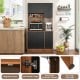 71-inch walnut kitchen pantry featuring 3 cabinets, 3 deep drawers, and pneumatic hydraulic system for smooth access.