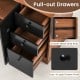 Pull-out drawers of the 71-inch walnut kitchen pantry with smooth metal slide rails and easy-to-grip knobs for.