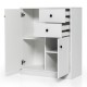 Interior view of the white 2-door kitchen sideboard showcasing adjustable shelves and enclosed storage for organization.