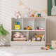 5-cube wooden kids toy storage organizer in white with anti-tipping kits, perfect for playrooms and bedrooms.