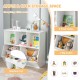 5-cube wooden kids toy storage organizer in white with 3 small and 2 big cubes, perfect for playroom and reading room.