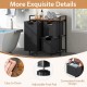 Laundry basket organizer in rustic brown with 3 removable bags and shelf, featuring adjustable foot pads for stability.