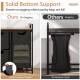 Laundry basket organizer with solid bottom support, featuring 3 removable bags and a rustic brown shelf for easy access.
