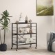 3-tier black shelving unit with adjustable shelves and detachable wheels, ideal for flexible storage and easy.