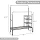 Height-adjustable silver rolling garment rack with double rods and shelves, ideal for laundry and versatile storage.