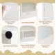 3-tier house-shaped toy storage organizer in white with open shelves, anti-toppling design, and easy-to-clean surface.