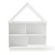 White house-shaped toy storage organizer showcasing a stable 3-tier design with five compartments for children's items.