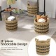 Set of 3 stackable seagrass storage bins with handles, featuring a woven design for organized and stylish storage.