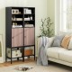 Narrow 57-inch black bathroom cabinet with 1 door, 4 shelves, and adjustable feet for versatile storage in any room.