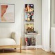 5-tier white record player stand with vinyl display shelf, accommodating 50 albums, perfect for living room.