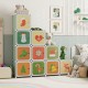 Colorful 12 cube kids wardrobe closet with cartoon patterns, featuring a hanging section for versatile storage.