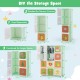 12 cube kids wardrobe closet in green, featuring flexible arrangement, hanging section, and adorable carton pattern.