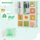 12-cube kids wardrobe closet in green with cartoon doors, featuring a hanging section for versatile storage solutions.
