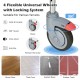 Close-up of 4 universal wheels with locking system, designed for the 4-in-1 bedside commode wheelchair for various.