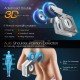 3D robot hands with adjustable positions and air massage features for full body relaxation in a black massage chair.