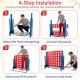 Jumbo 4 in a Row game set assembly steps, featuring red panels and mesh storage for easy setup and play.