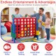 Jumbo 4 in a Row game set with red frame and 42 chess pieces, perfect for family fun and social interaction indoors or.