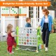 Jumbo 4-to-Score game set in green featuring ring toss and basketball hoop, adjustable height for family fun outdoors.