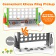 Jumbo 4-to-Score game in green features detachable mesh netting for easy ring collection and adjustable heights for.