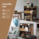 Buffet server sideboard in rustic brown with steel doors, featuring diverse storage for kitchen and dining room use.